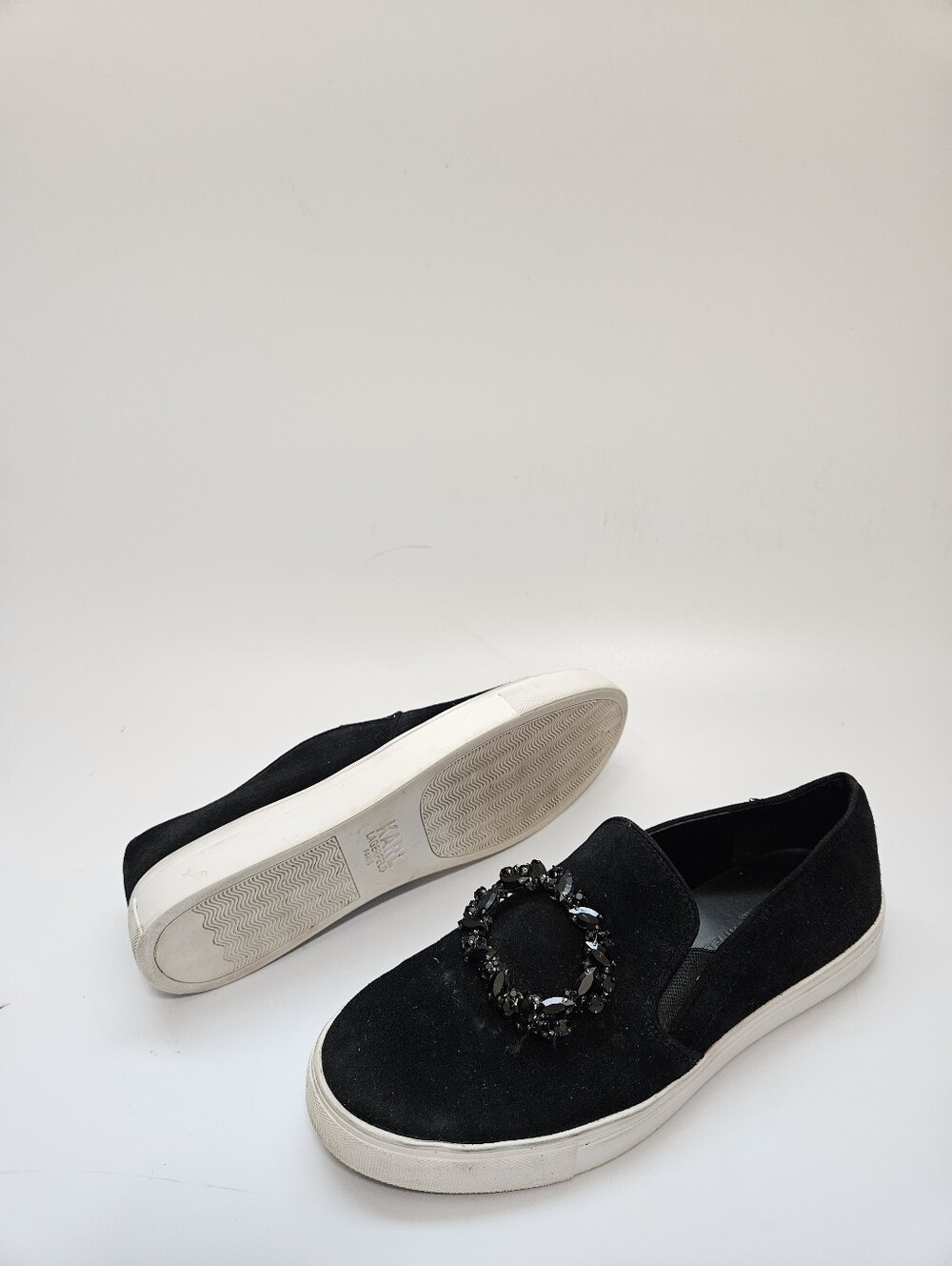 Karl Lagerfeld Rhinestone Bling Black ELLI/H20 SLIPON Sneaker Sz 7.5M